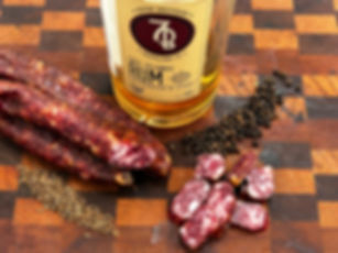Nitrate free Landjager spiced with caraway and Seven Brothers Rum.