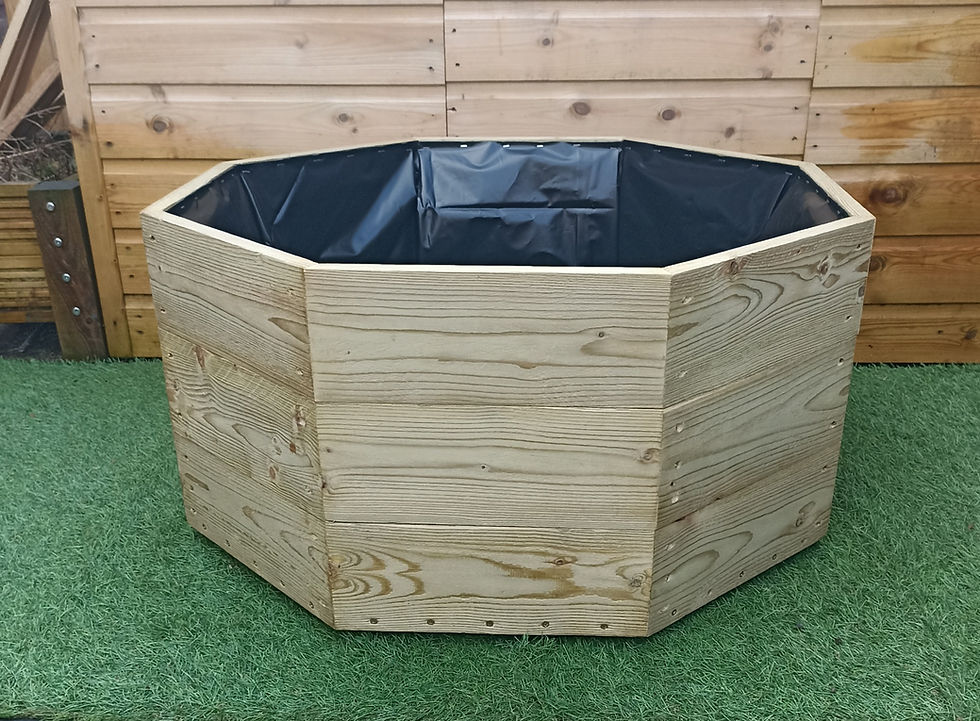 octagonal pond in smooth timber front view