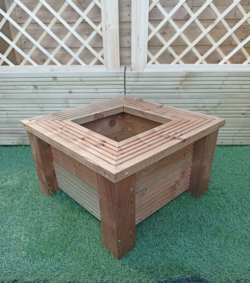 small square wooden planter