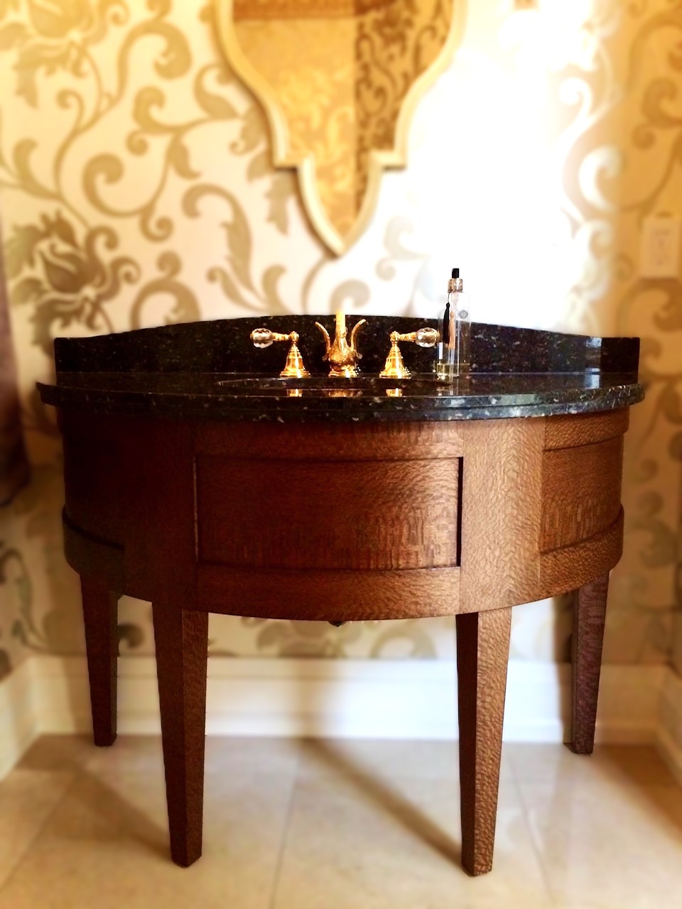 Custom curved vanity by KD Ltd