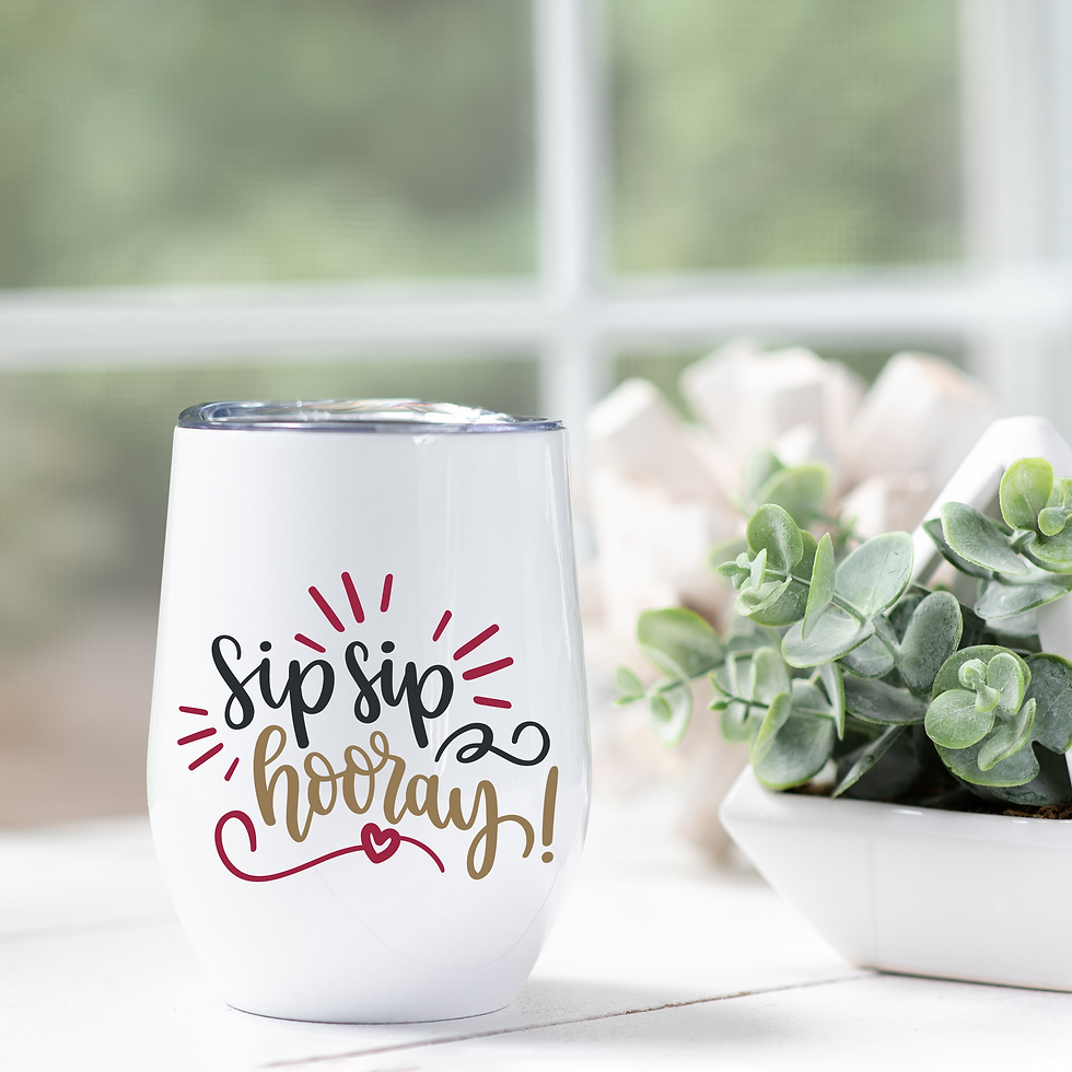 SIP SIP HOORAY - 12oz STEMLESS WINE GLASS