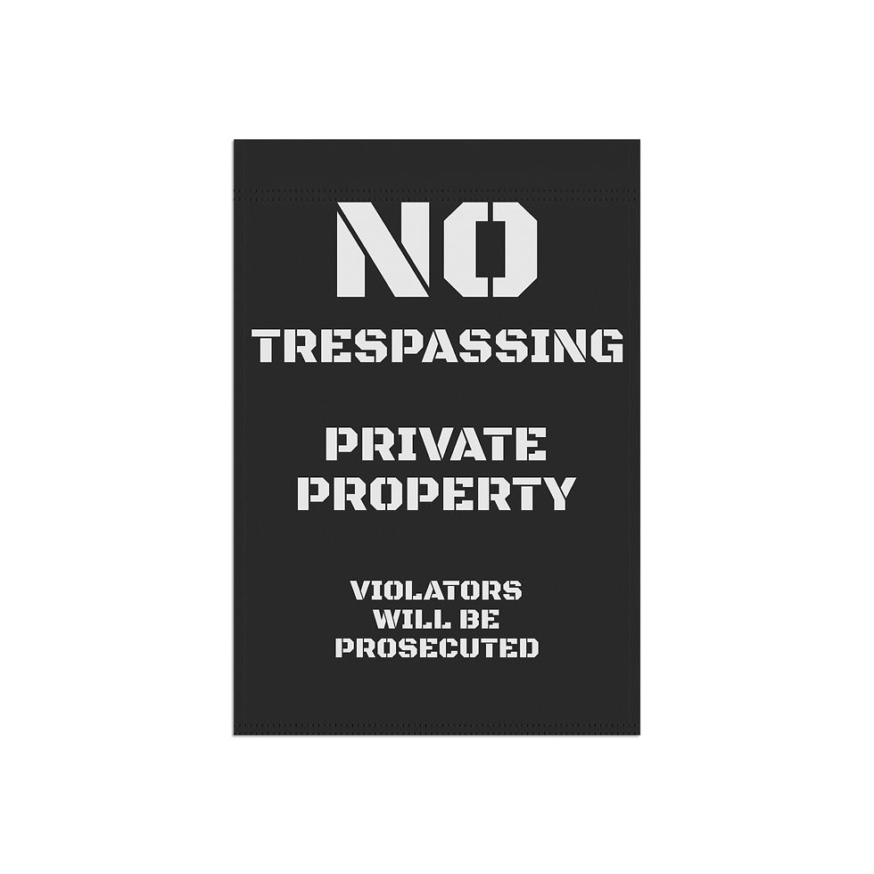 Thumbnail: No Trespassing sign: Private Property. Violators will be prosecuted
