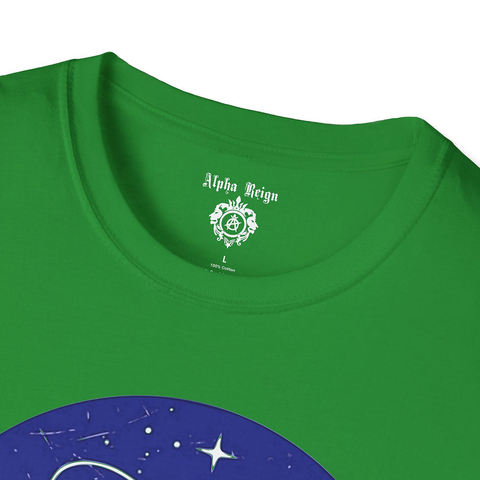 Thumbnail: Green Alpha Reign shirt with celestial design