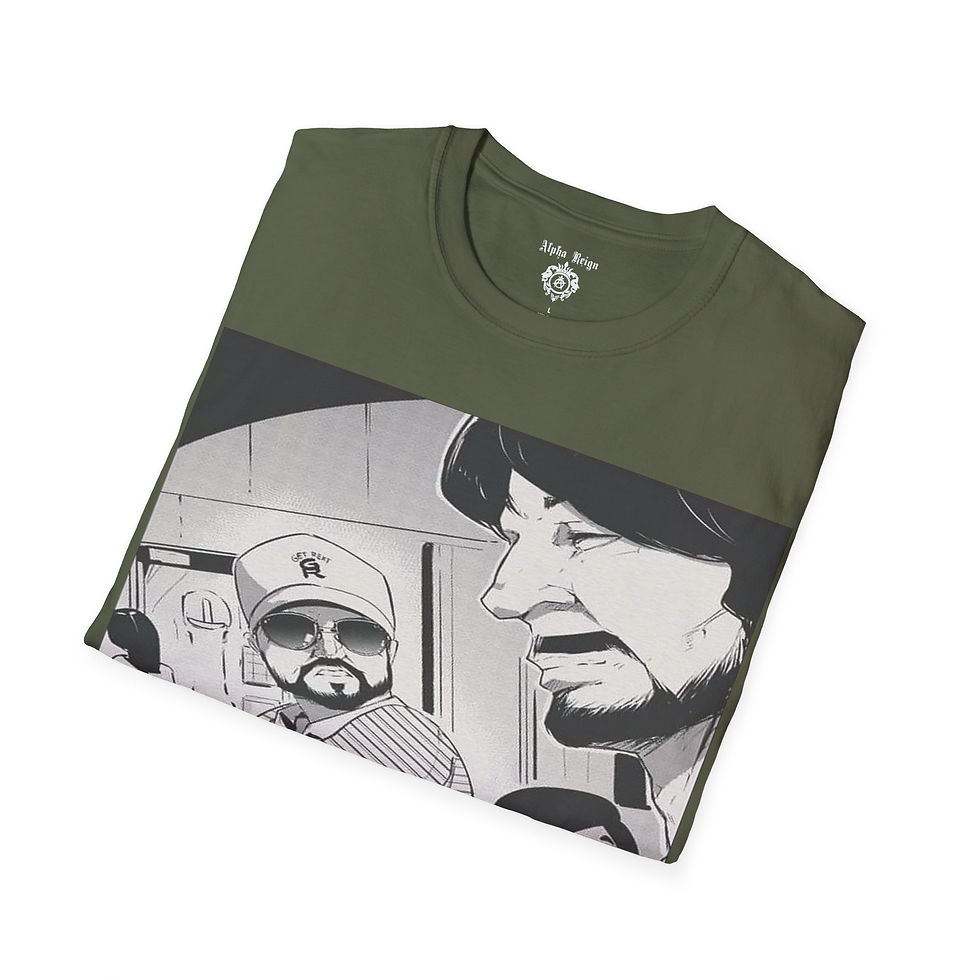Thumbnail: Dark green t-shirt featuring Alpha Reign graphic