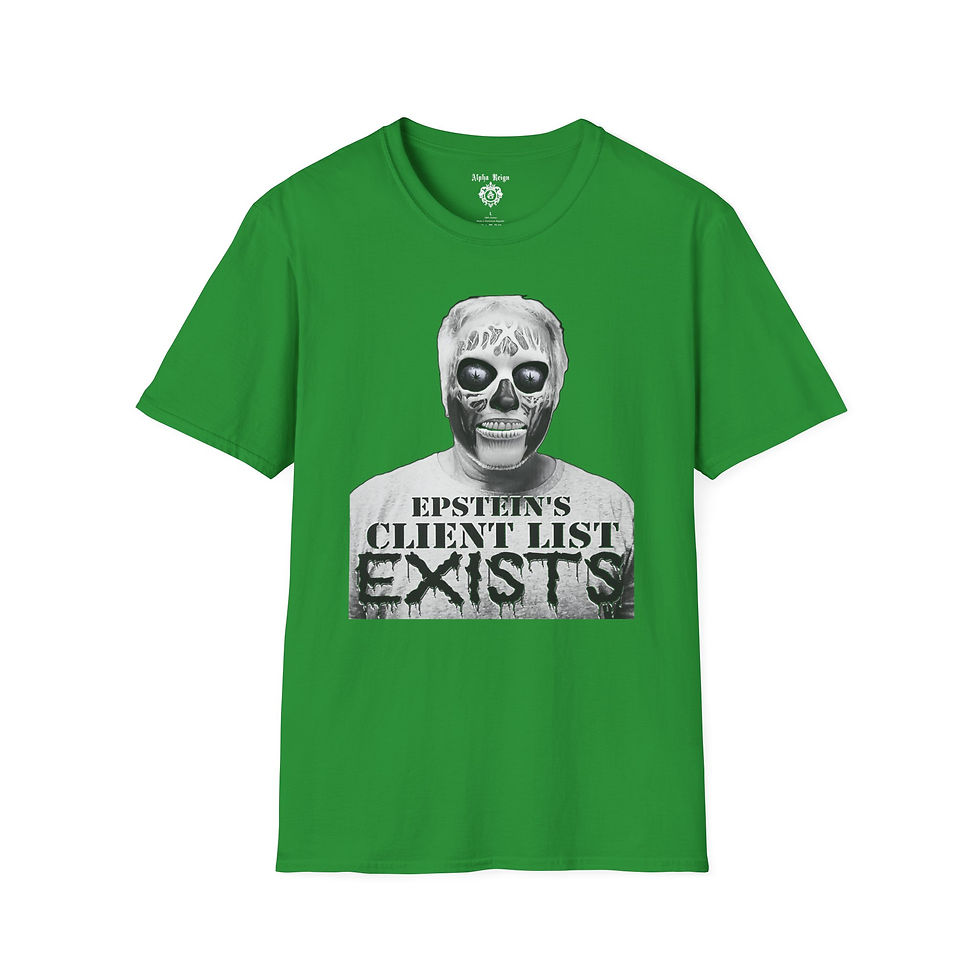 Thumbnail: Green t-shirt: Epstein's Client List Exists