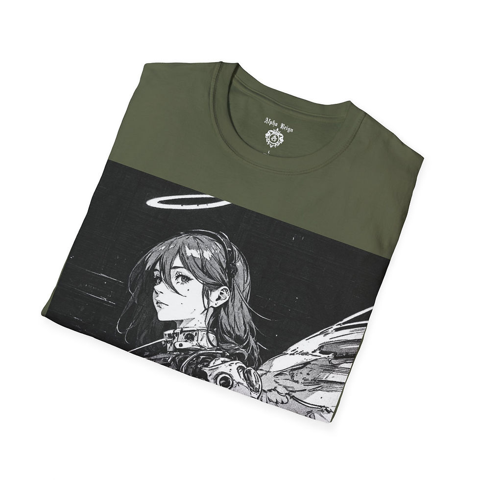 Thumbnail: Olive green t-shirt with anime girl graphic