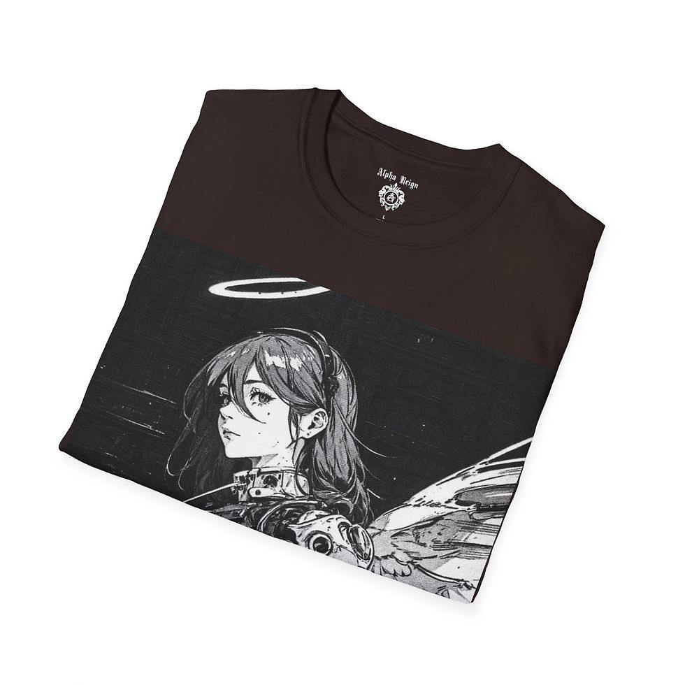 Thumbnail: Brown t-shirt featuring anime-style angel