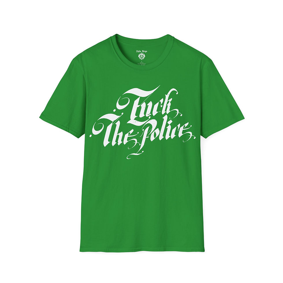 Thumbnail: Green t-shirt with "Fuck the Police" text