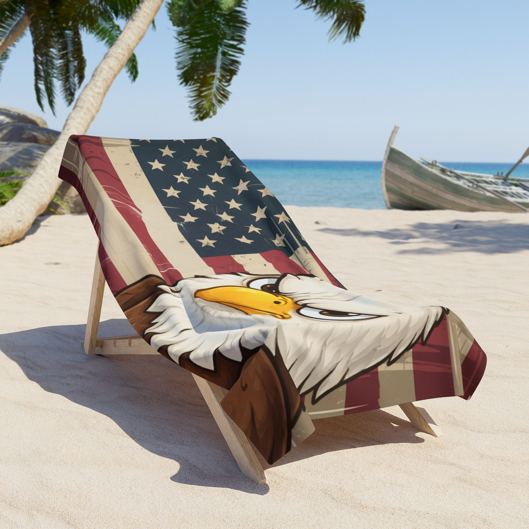 American Eagle Beach Towel – Patriotic USA Flag Design