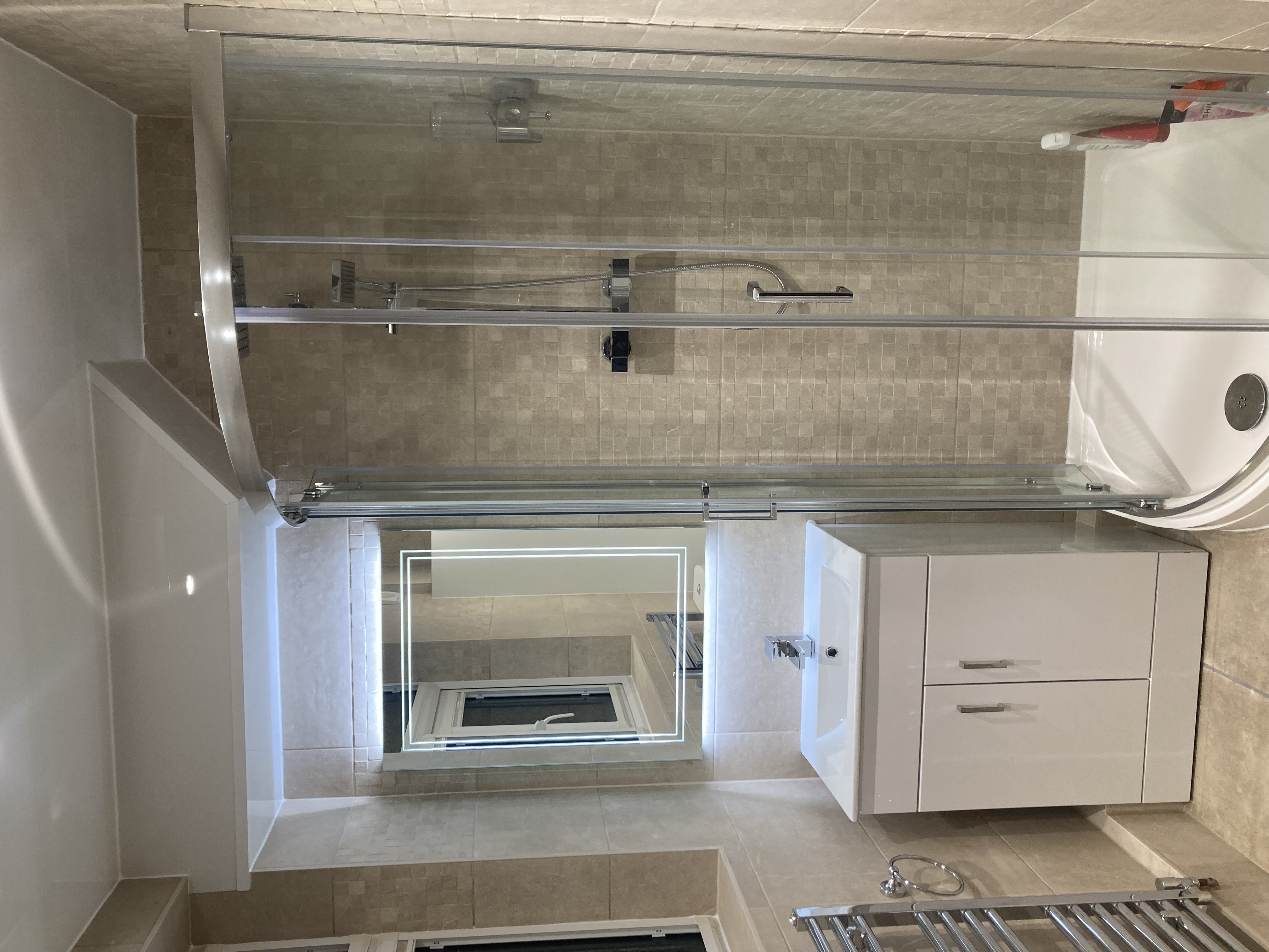 Bathroom installation — shower enclosure & vanity
