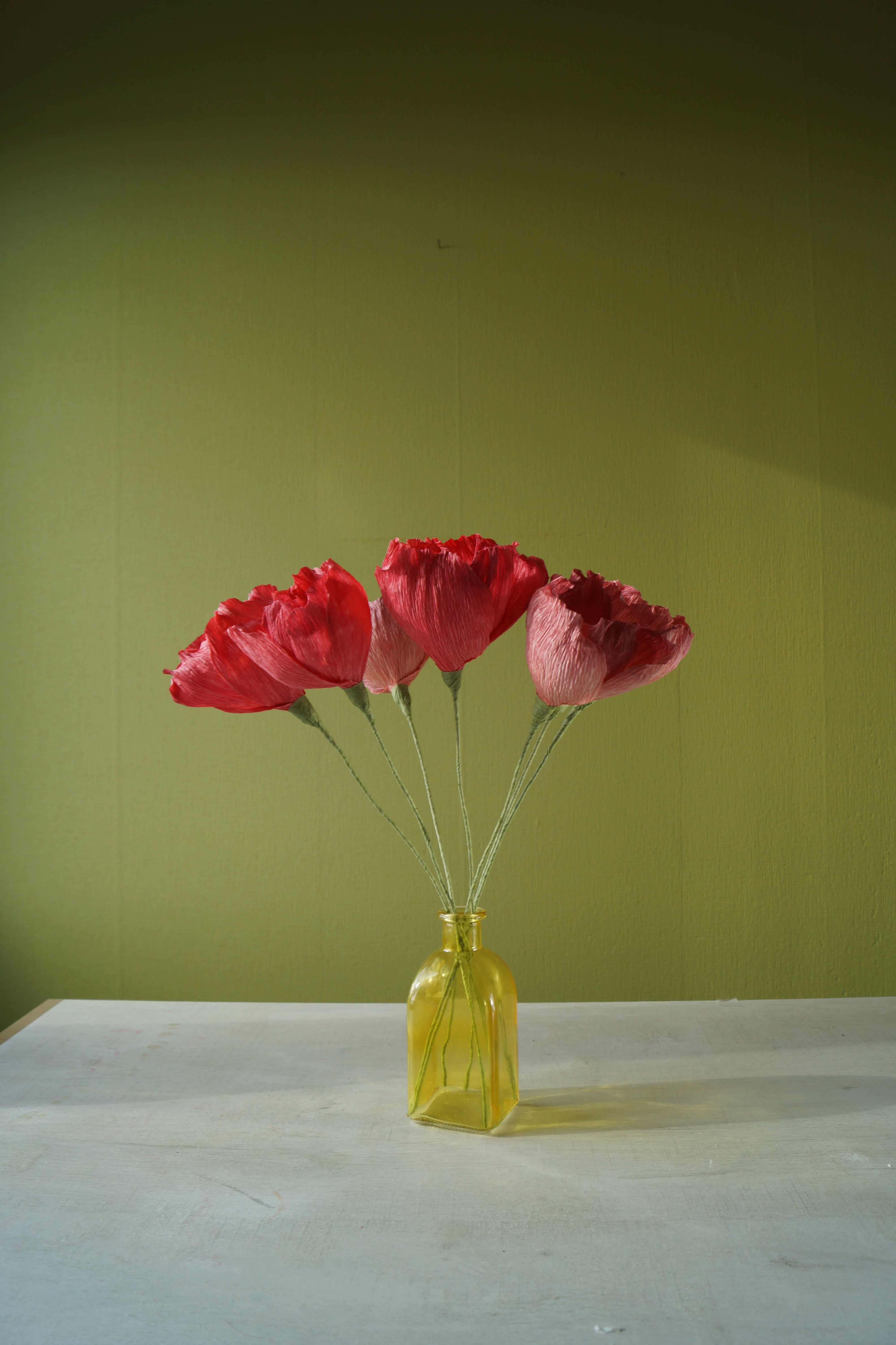 Pavot en papier, fleurs en papier crépon