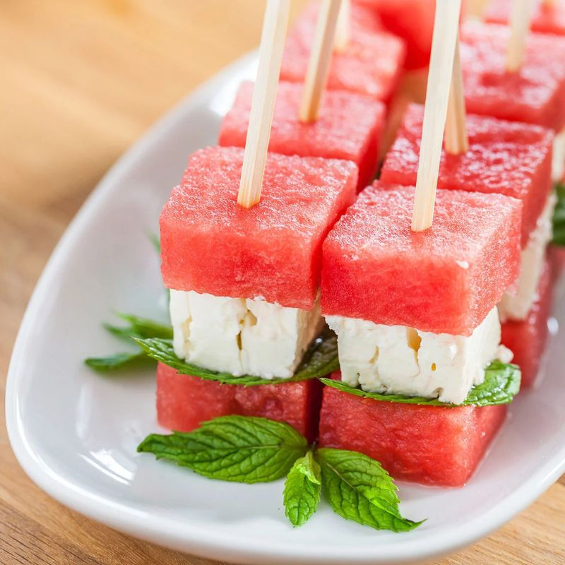 recette de brochette de pastèque feta menthe