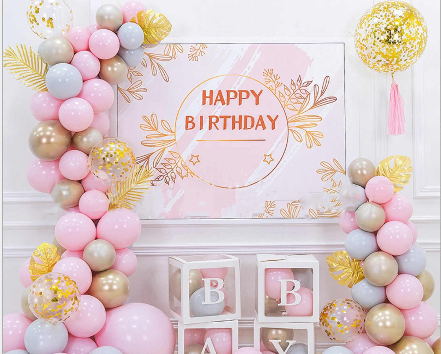 Pink & Grey & Confetti丨Balloon Arch Kit