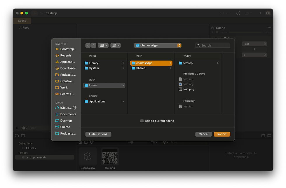 Import textures in Reality Converter