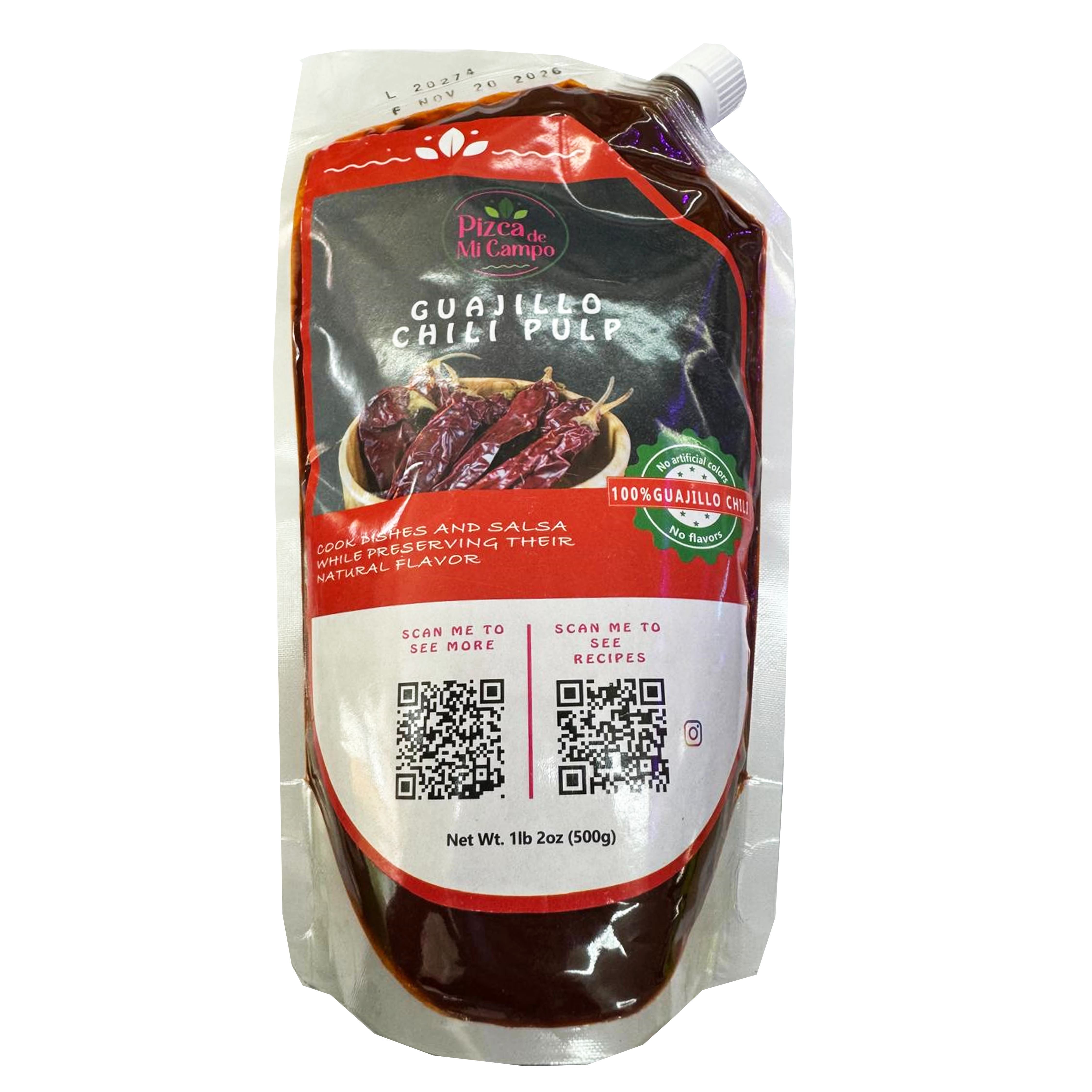 Guajillo chili pulp pizca de mi campo 500 g