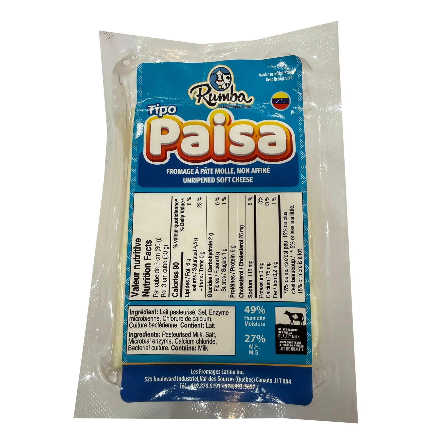 Queso tipo paisa rumba