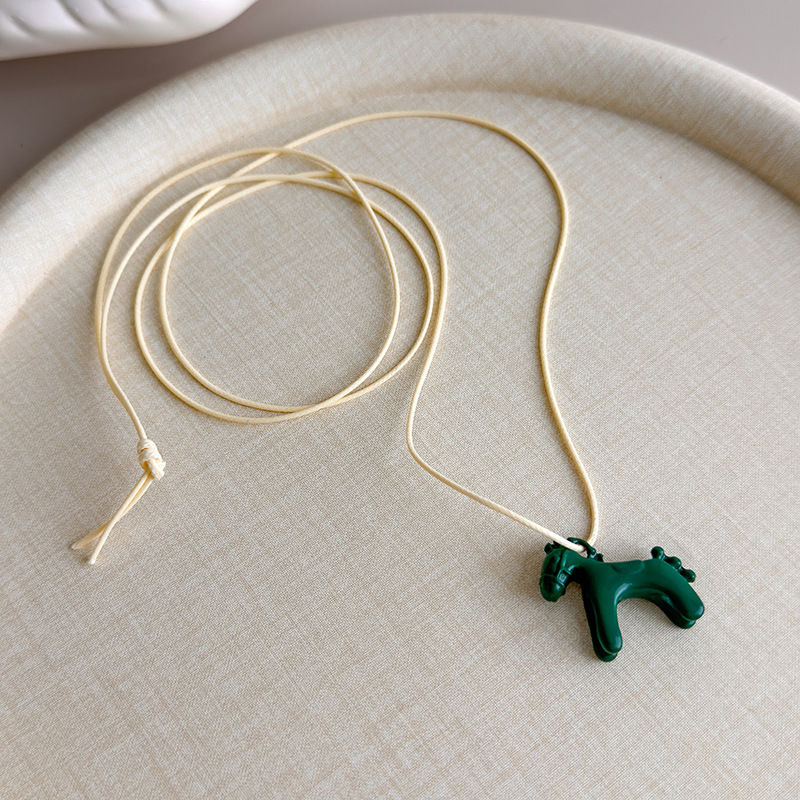 Thumbnail: Fashion Colorful Horse Pendant Long Necklace 
