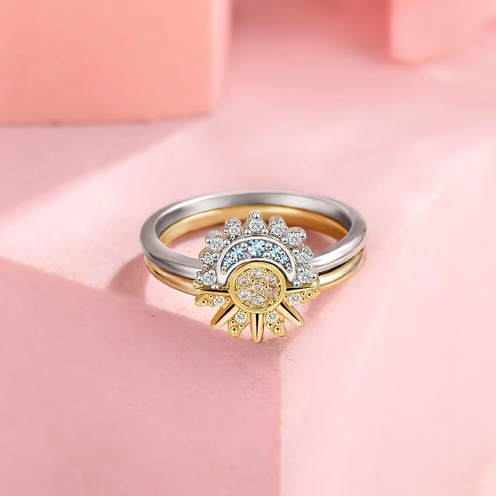 Thumbnail: 925 Silver Sun and Moon  Ring 