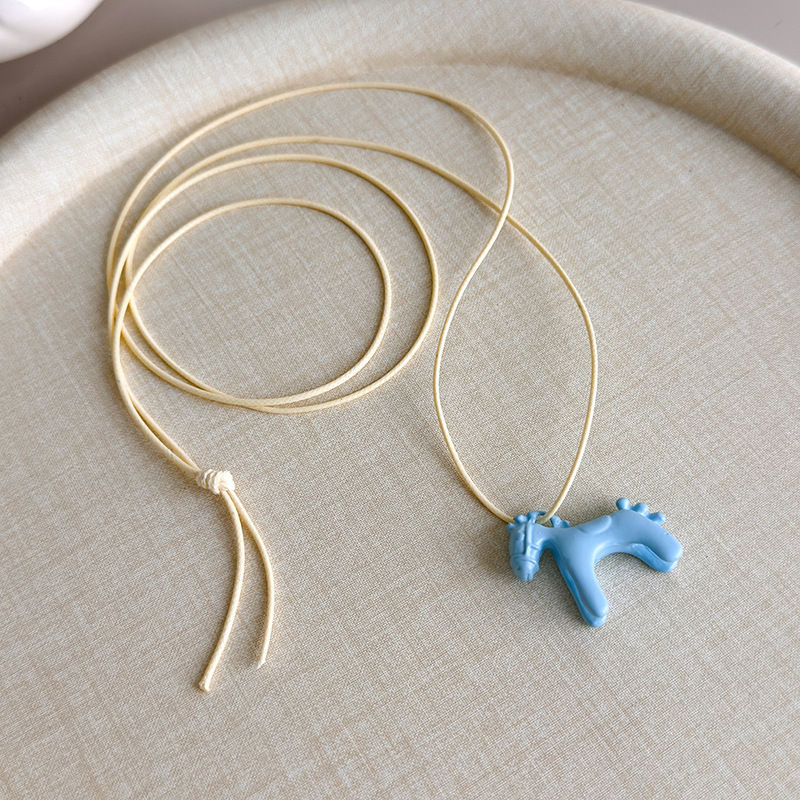 Thumbnail: Fashion Colorful Horse Pendant Long Necklace 
