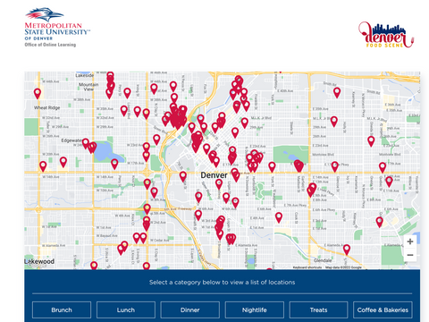 View of Map on Denver Food Scene's Website