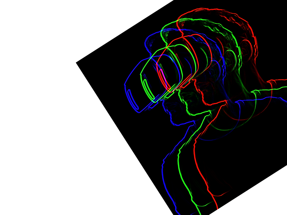 a decorative image showing a person with a vr headset