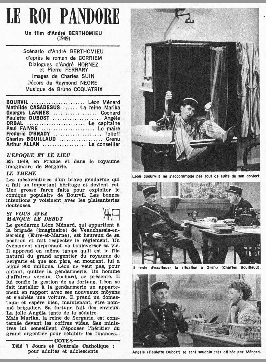 Le Roi Pandore au programme TV.