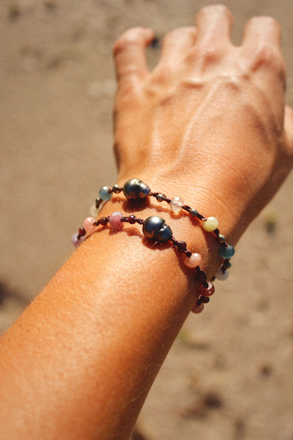 Thumbnail: MOOREA - Tahitian Pearl + Pink Tourmaline Bracelet