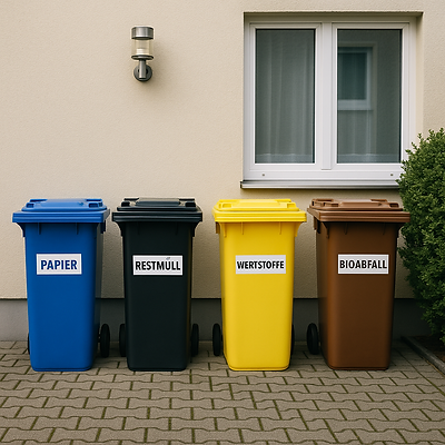 Mitarbeiter beim Bereitstellen von Mülltonnen – Hausmeisterservice der Hausverwaltung Zentral Hessen