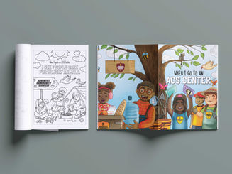 community service coloring book top view