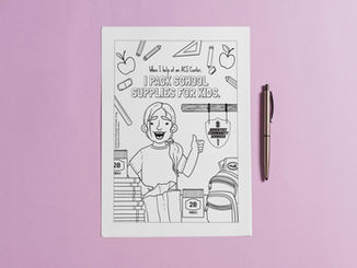 illustrated coloring sheet for Adventist community services