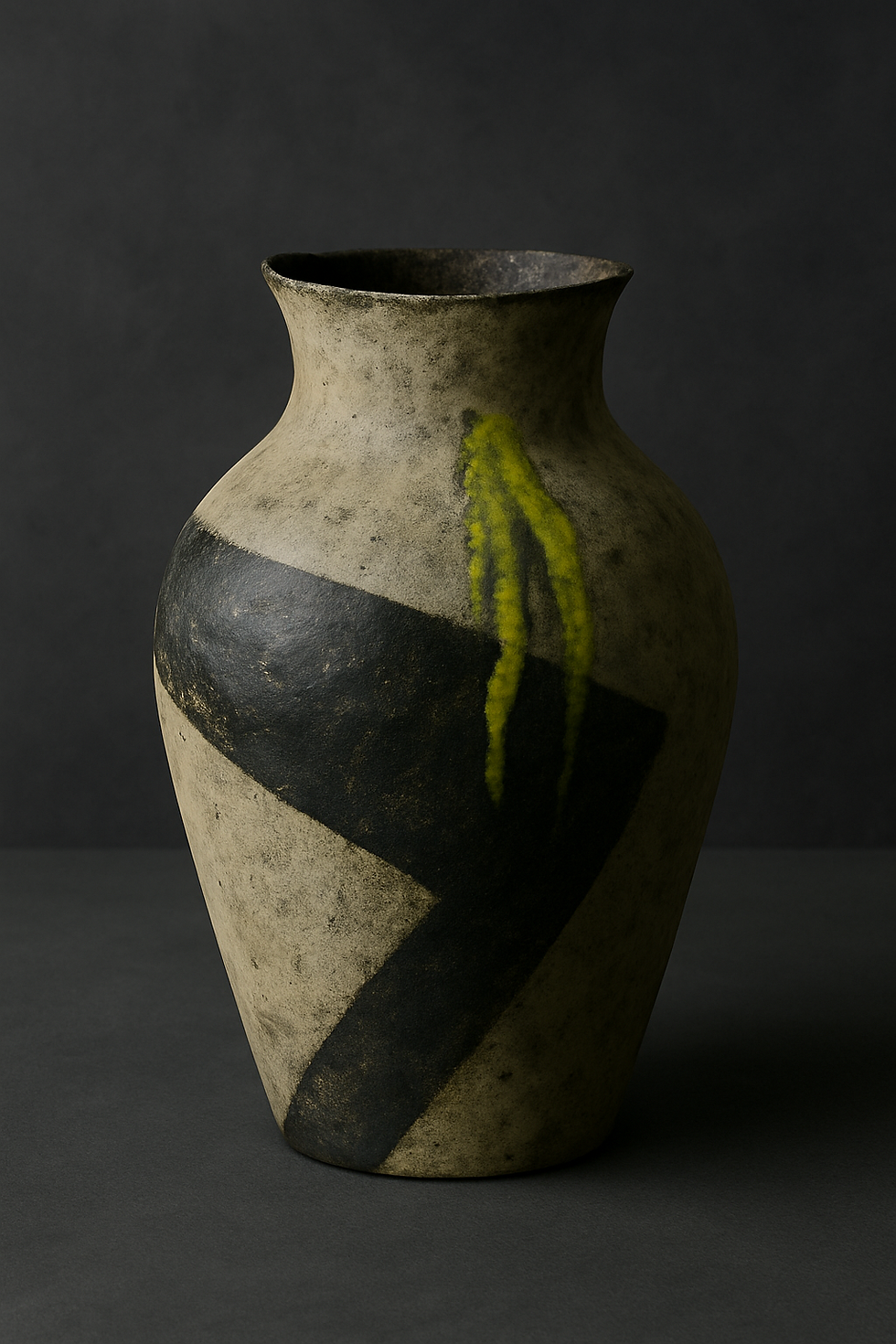 Textured Ceramic Vase with Yellow Streak (1).png