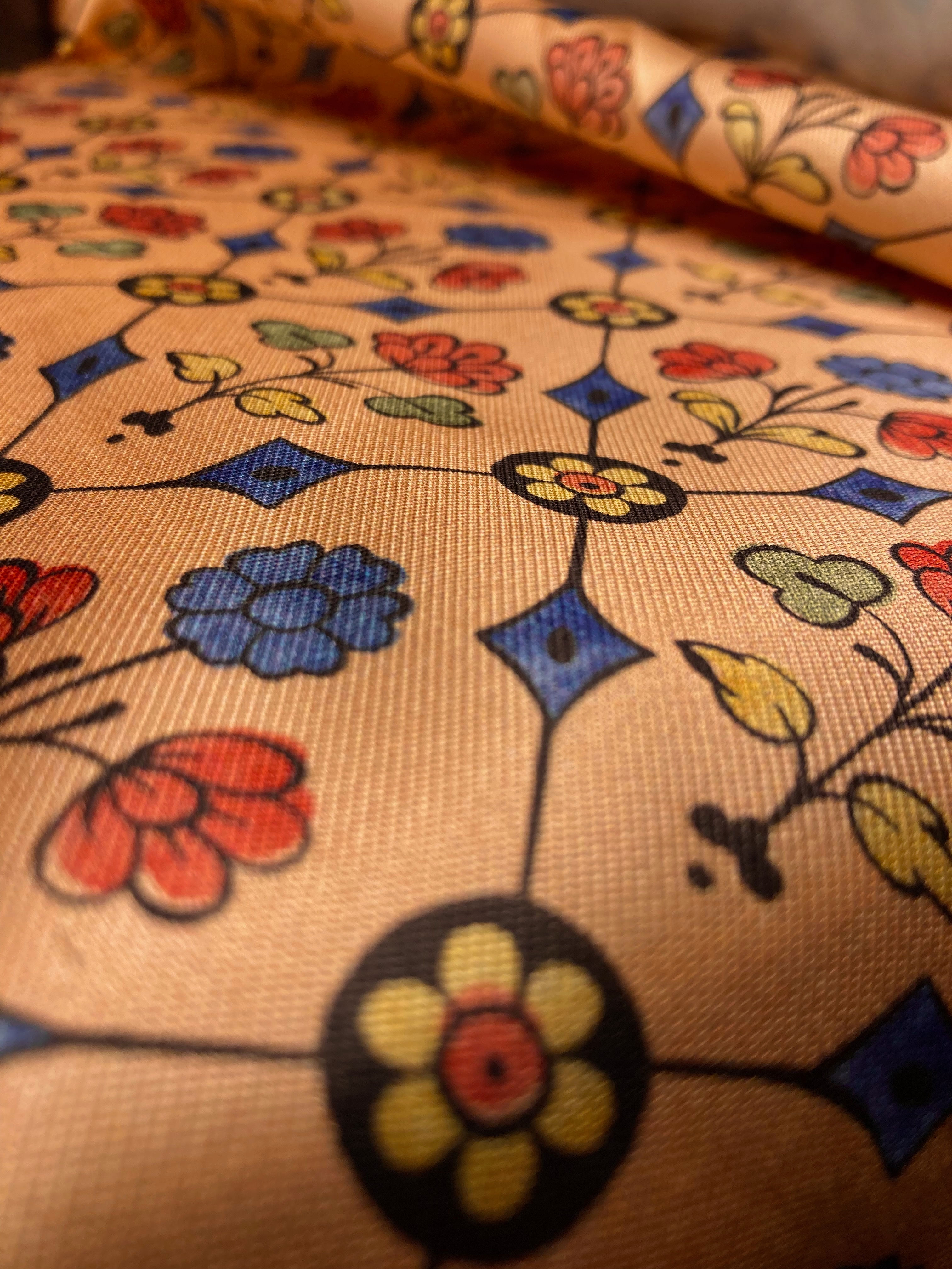 Mikado  floral em seda e algodão