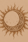 Hatha yoga class - Decorative sun and moon symbol representing harmony and natural cycles.