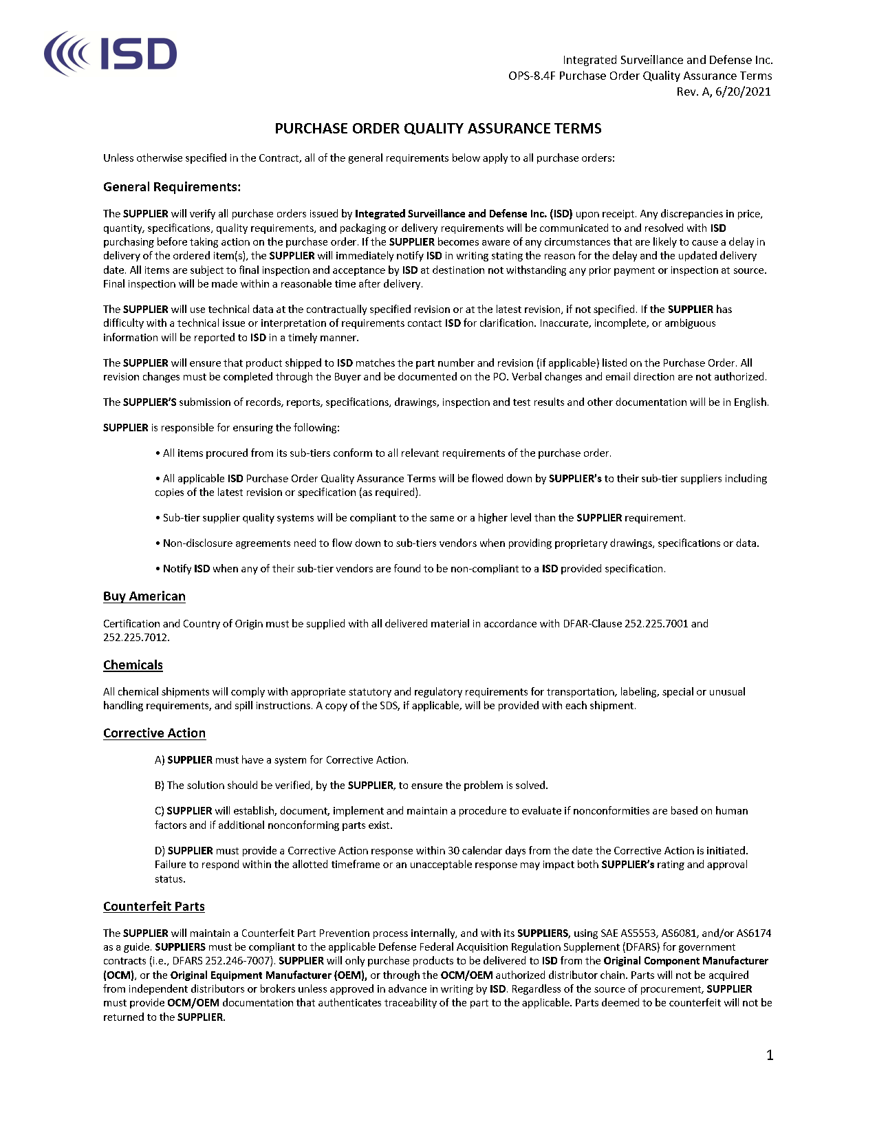 OPS-8.4F Purchase Order Quality Assuranc