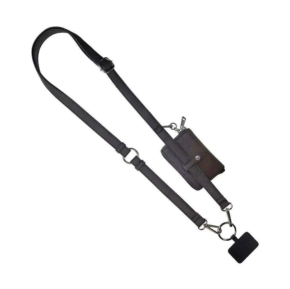 Thumbnail: Clip & Go Brushed Vegan Leather Phone Lanyard - RFID Pouch