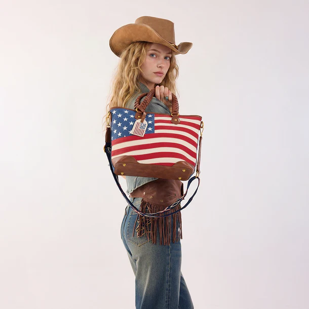 Thumbnail: Montana West American Flag Braided Concealed Carry Tote Bag