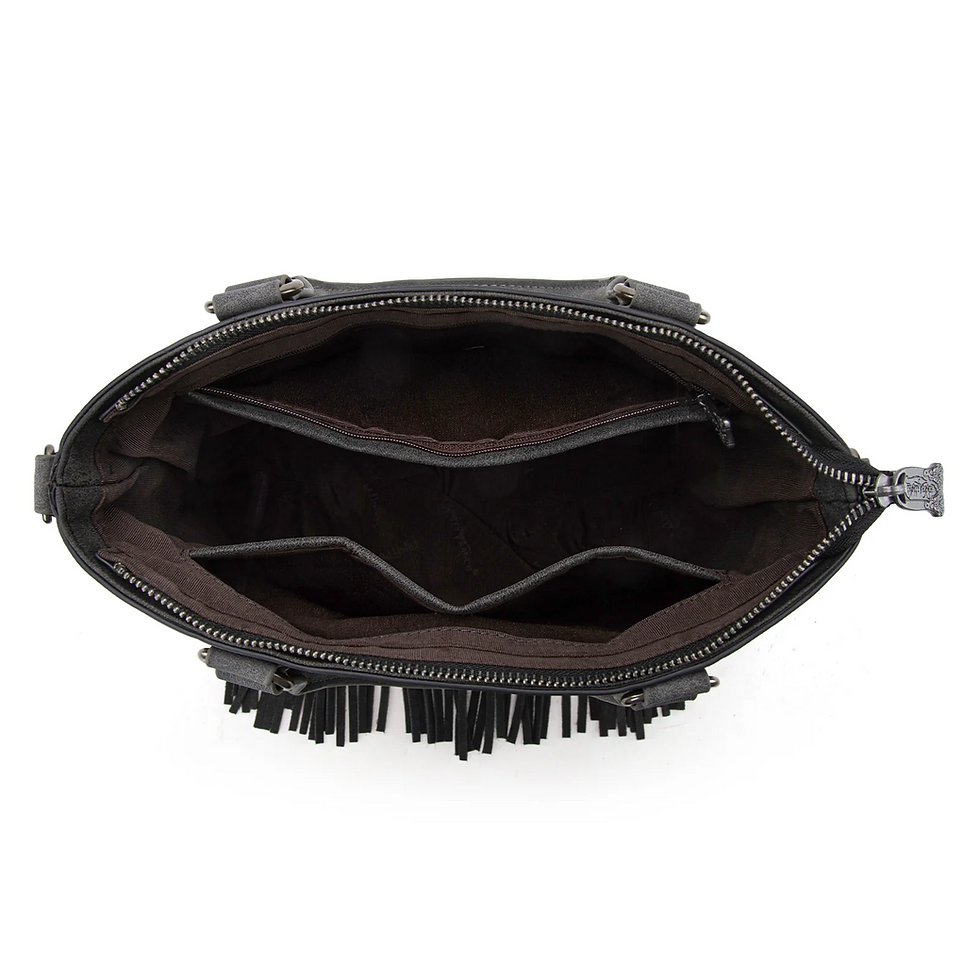 Thumbnail: Trinity Ranch Aztec Tooled Fringe Concealed Carry Tote/Crossbody
