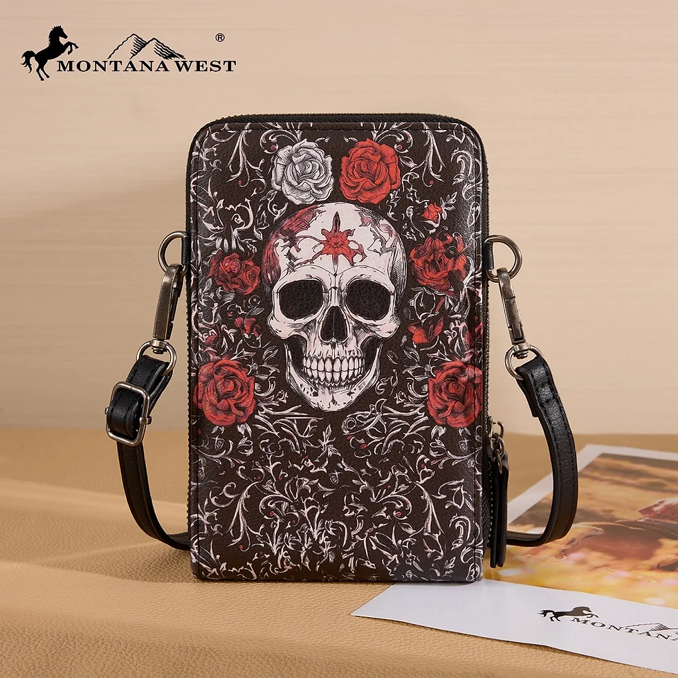 Thumbnail: Montana West Halloween Skull Rose Phone Wallet