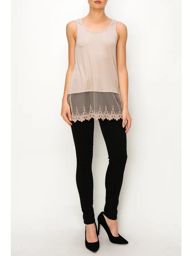 Thumbnail: Tank Top with Lace Trimming Layer