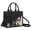 Thumbnail: Trinity Ranch Hair On Cowhide Floral Tooled Concealed Carry Tote/Crossbody - Bla