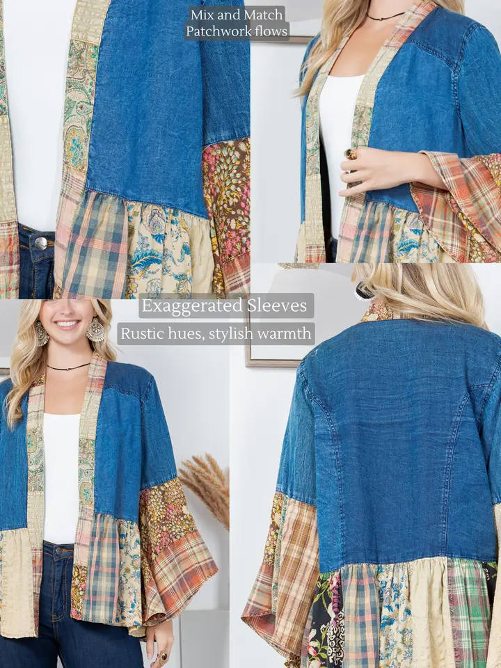 Thumbnail: Western Boho Chic Tiered Patchwork Jacket