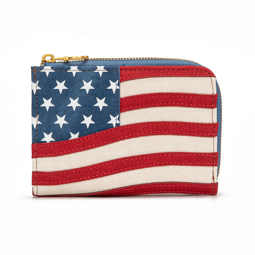 Montana West American Flag RFID Zip Around Wallet | Dusty Rose