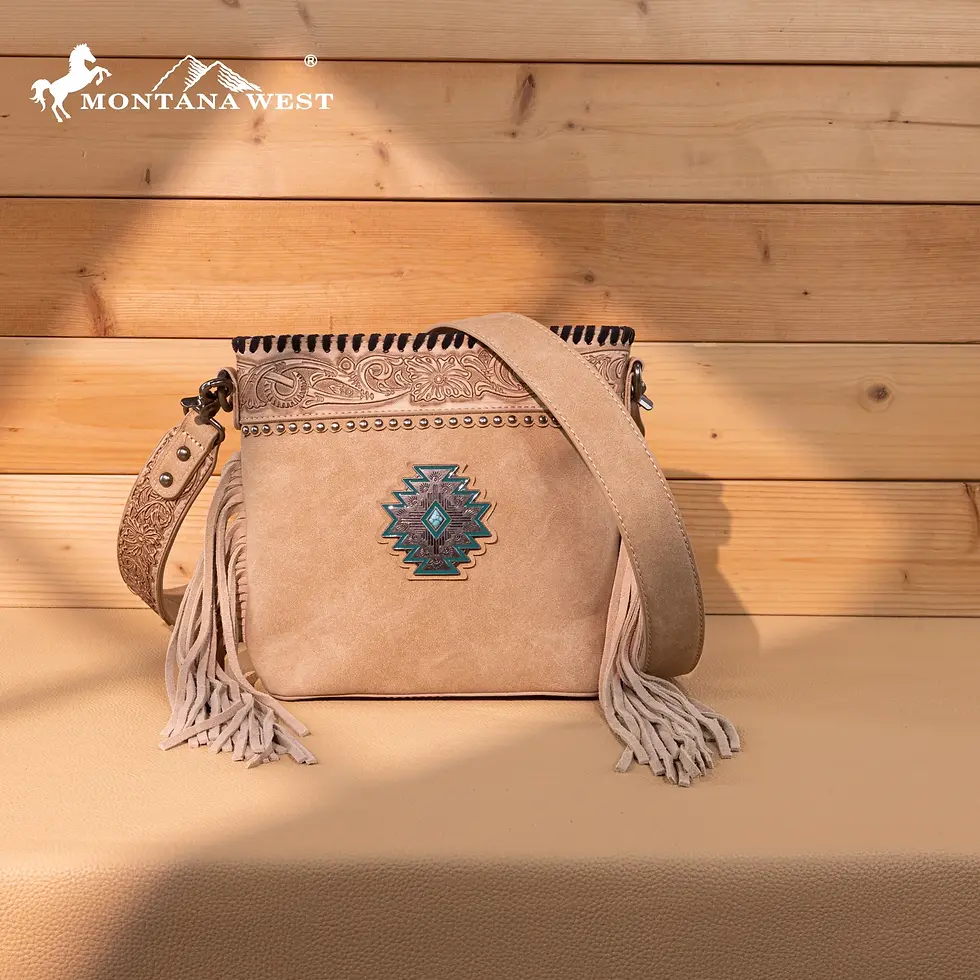 Thumbnail: Montana West Tooled Aztec Concho Collection Crossbody