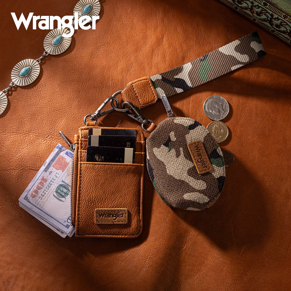 Thumbnail: Wrangler Camo Print Dual Pouch Wristlet