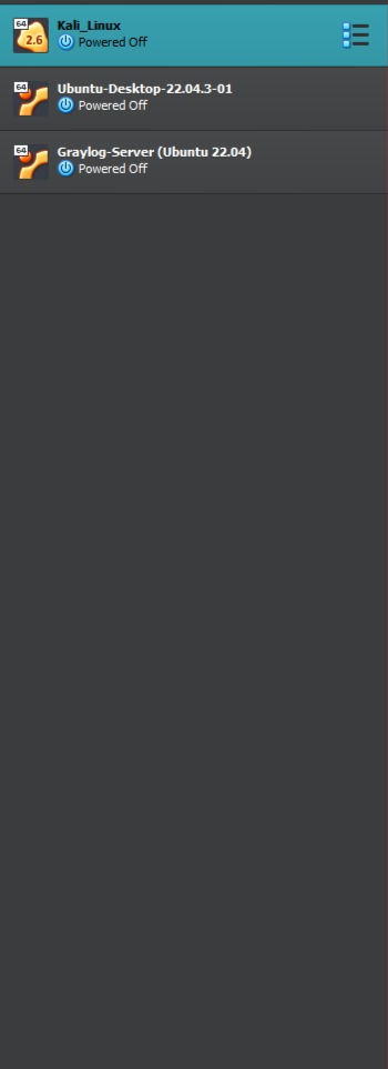 virtualbox manager left tray