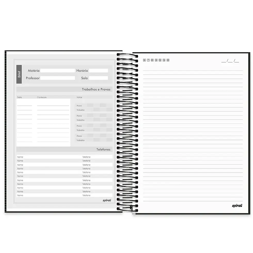 Thumbnail: Caderno universitário capa dura 10x1 160 folhas, Brief Preto, Spiral
