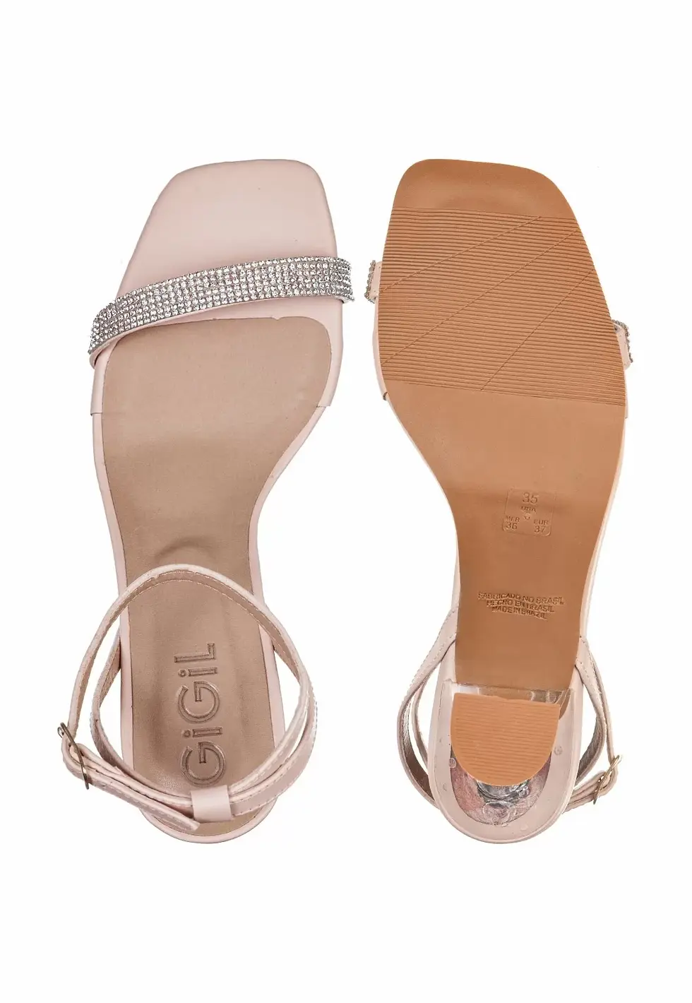 Thumbnail: Sandália Gigil Salto Alto Cristal Strass Brilho Festa Rosê