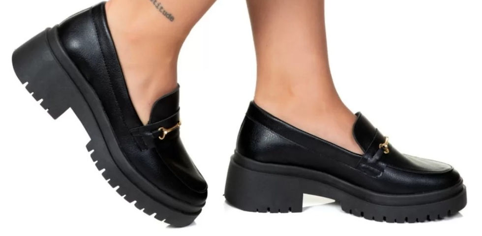 Miniatura: Sapato Mocassim Feminino Tratorado Preto Conforto Moderno