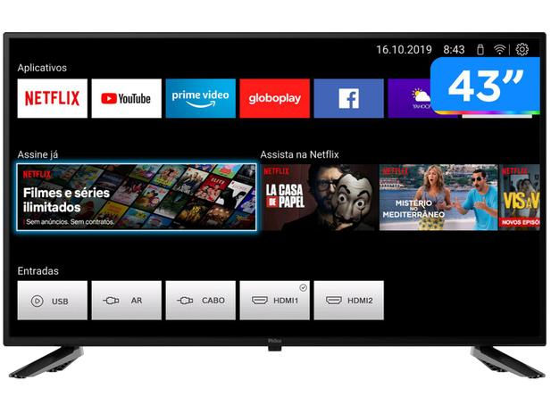 Smart TV Full HD D-LED 43” Philco PTV43E10N5SF - Wi-Fi 2 HDMI 2 USB