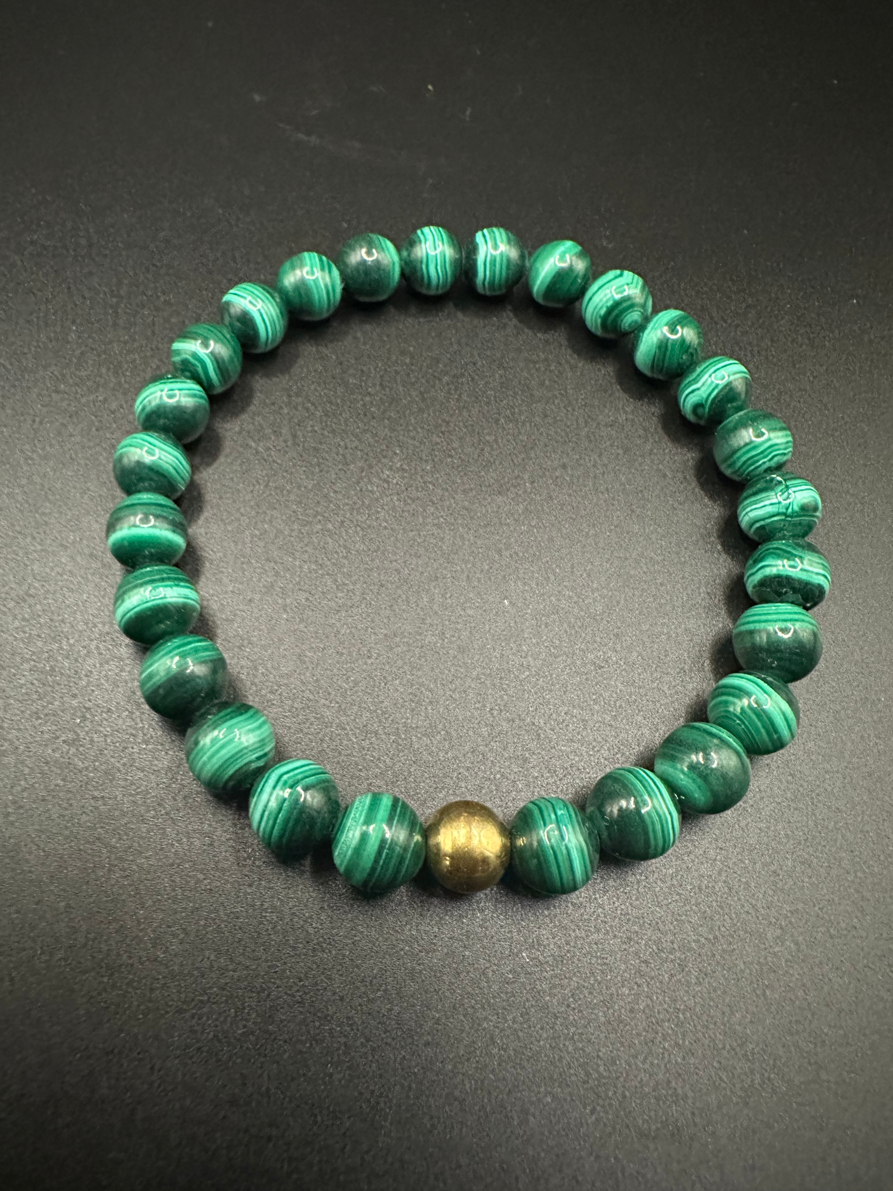 Malachite with Gold 8inch Bracelet